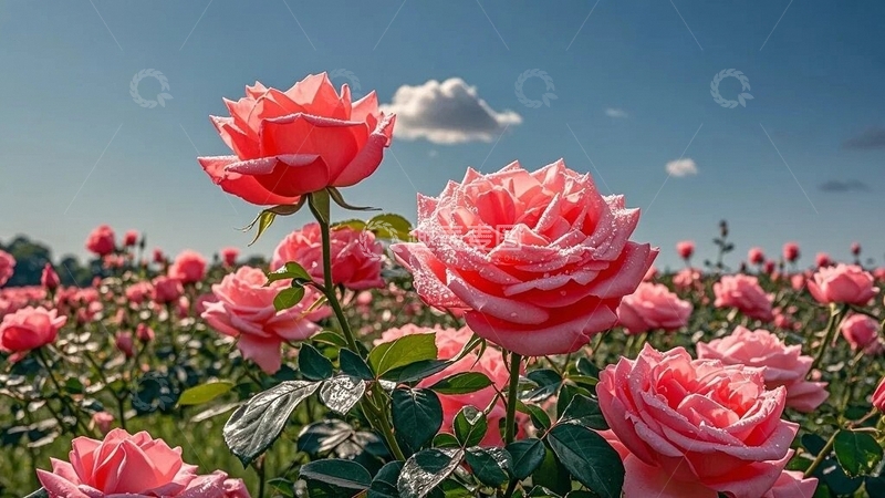 高清大图下载【趣麦麦图】阳光下的玫瑰花田6