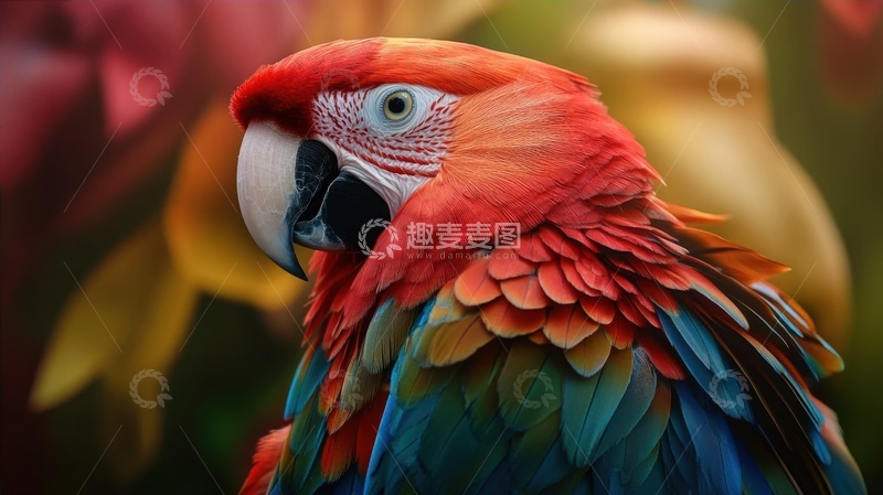 高清大图下载【趣麦麦图】一只金刚鹦鹉
