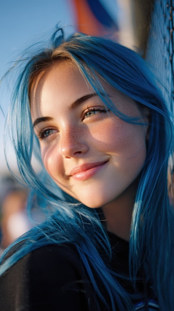 蓝色头发的美少女