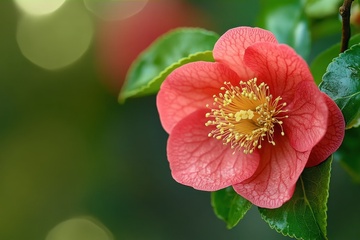 一朵红色山茶花