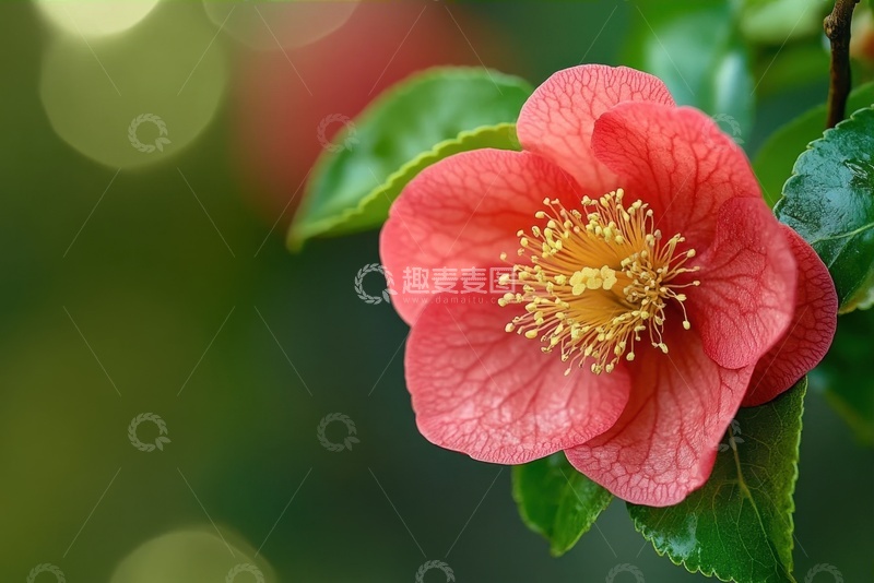 高清大图下载【趣麦麦图】一朵红色山茶花