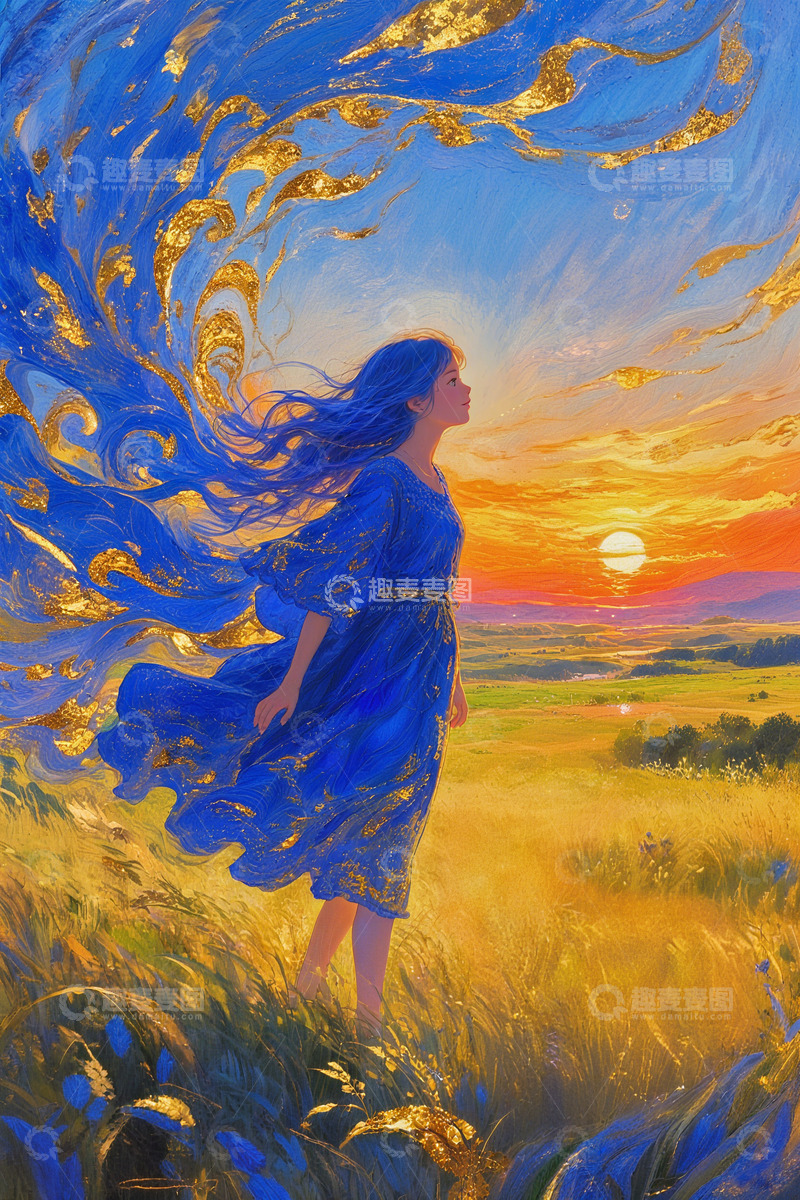 高清大图下载【趣麦麦图】重彩油画女孩1