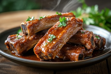 一盘酱烧排骨美食