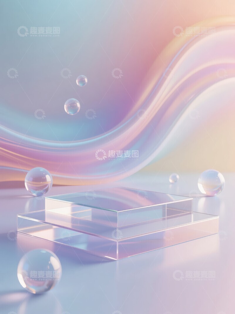 高清大图下载【趣麦麦图】流光溢彩的抽象几何产品背景