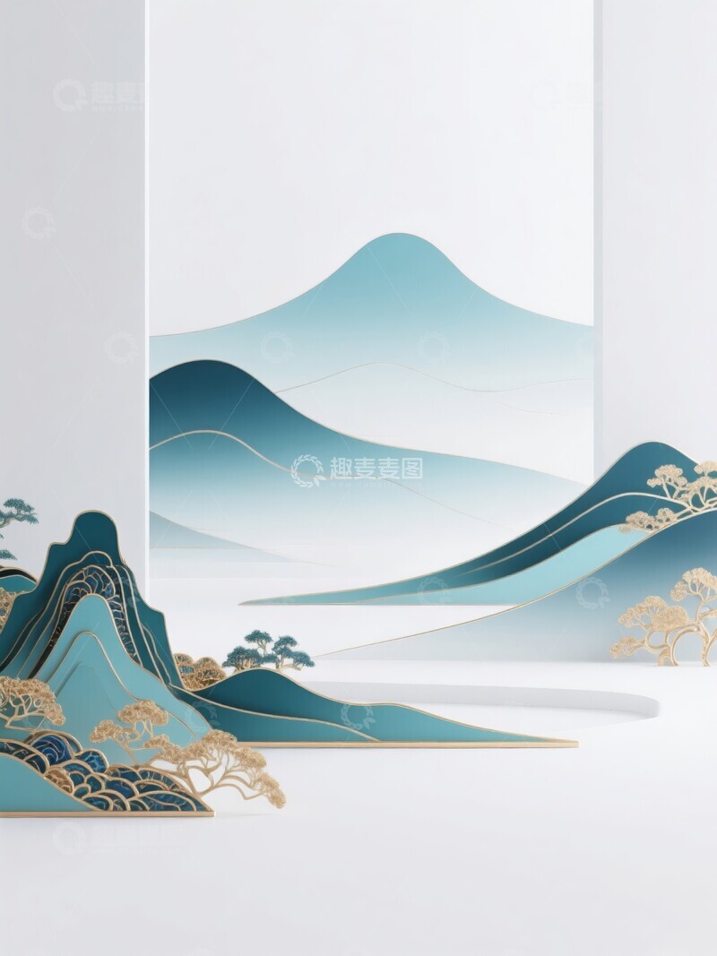 高清大图下载【趣麦麦图】立体感山水画艺术背景