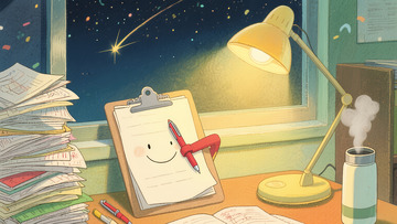 夜色夜晚灯光下课桌书桌学习绘画