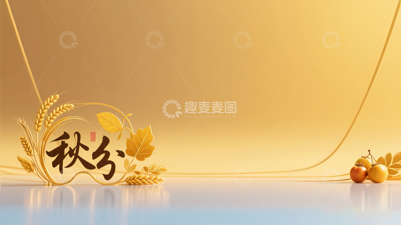 源文件下载【趣麦麦图】金黄色简洁秋分海报背景素材