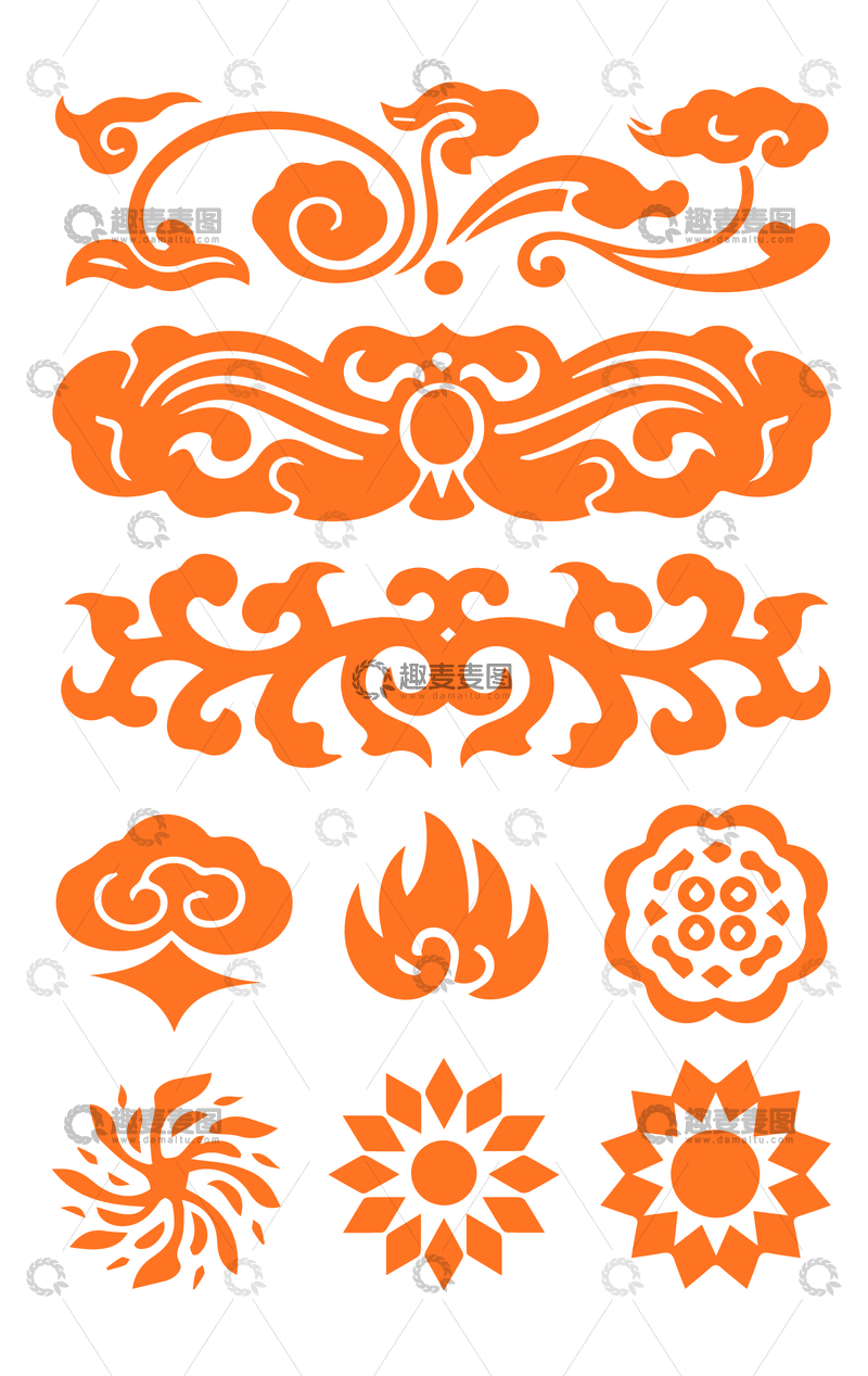 源文件下载【趣麦麦图】-中国元素矢量祥云花纹