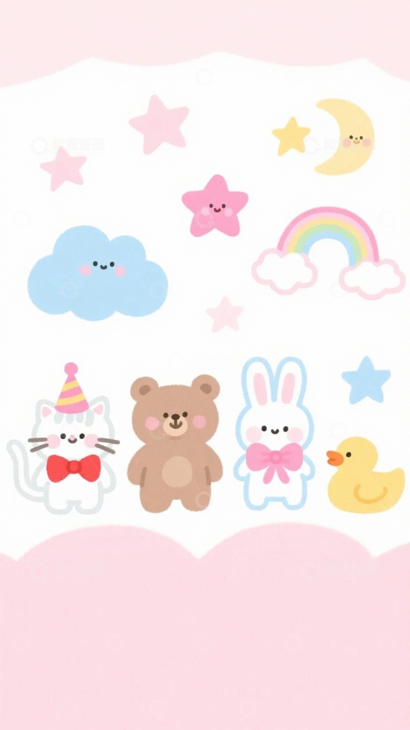 高清大图下载【趣麦麦图】萌趣动物派对背景底图4