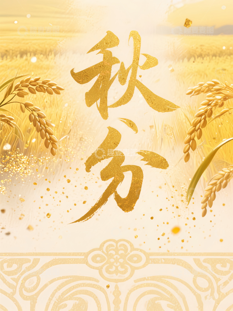 源文件下载【趣麦麦图】秋分秋天金黄色海报麦穗秋收海报