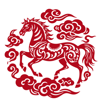 中国剪纸祥云马