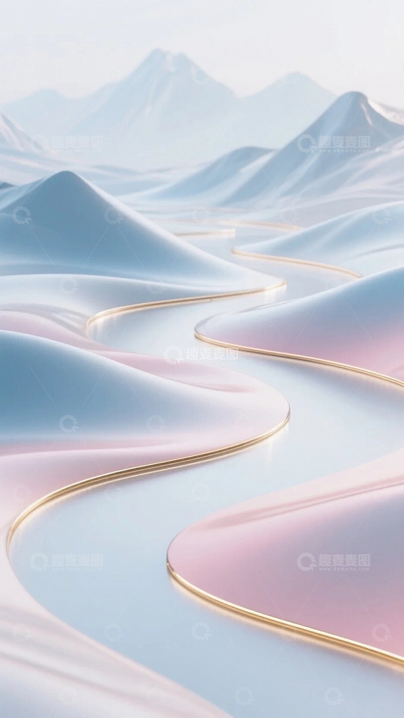 高清大图下载【趣麦麦图】粉色天空下的梦幻雪山3