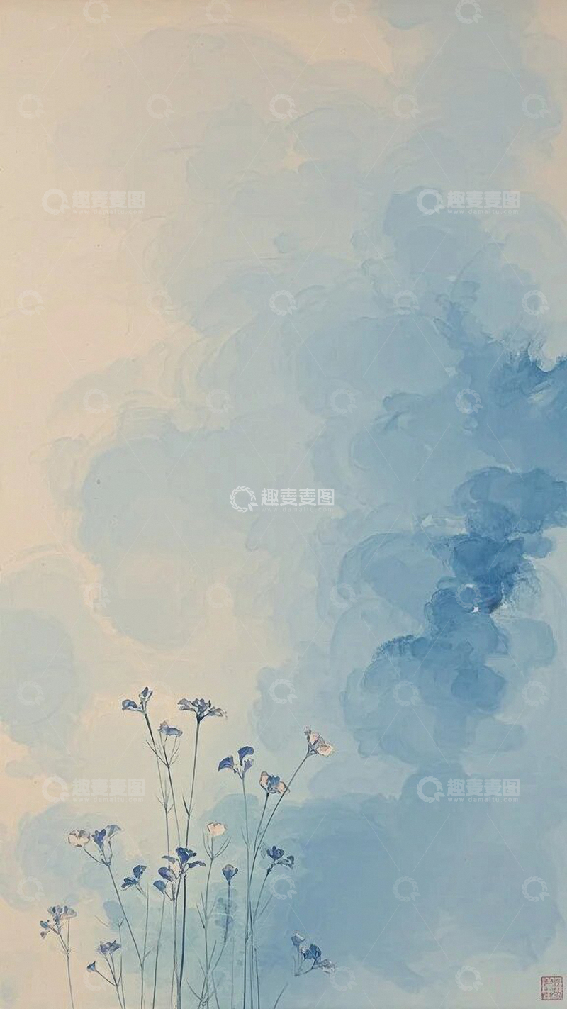 高清大图下载【趣麦麦图】淡彩野花背景底纹7