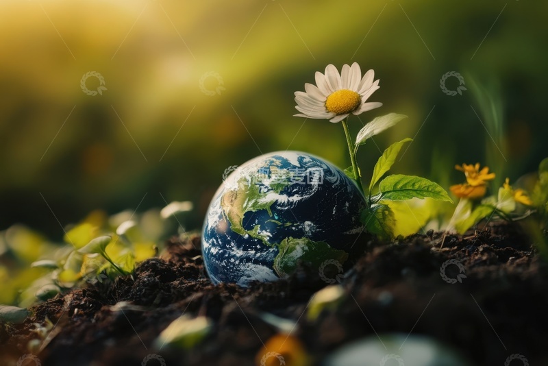 高清大图下载【趣麦麦图】土壤上放置的一个地球