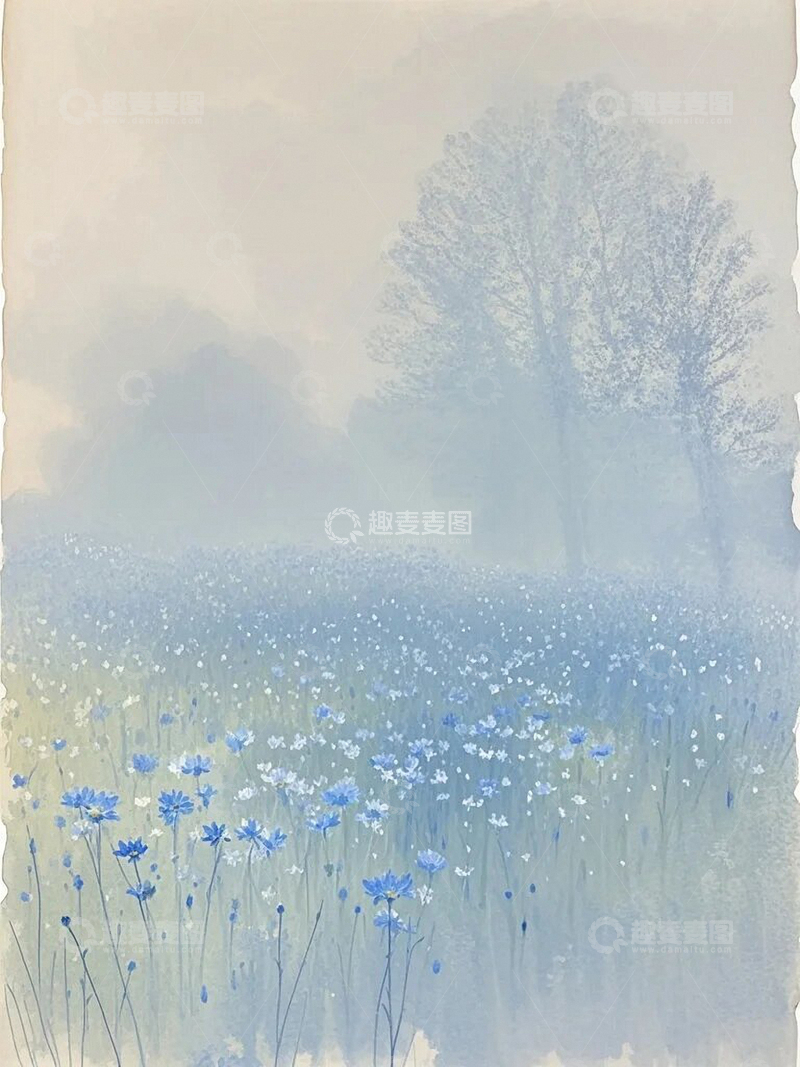 高清大图下载【趣麦麦图】淡彩野花背景底纹3