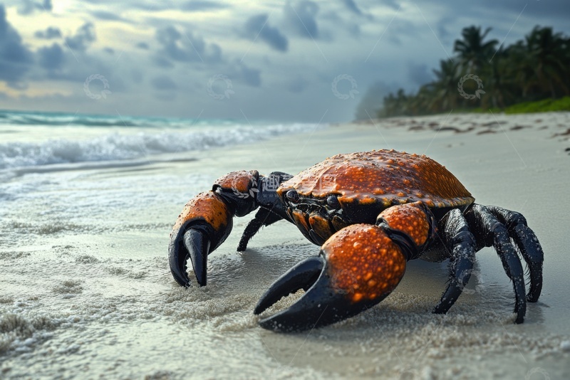高清大图下载【趣麦麦图】沙滩上的一只螃蟹