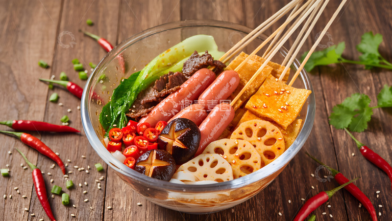 高清大图下载【趣麦麦图】美味四川麻辣涮串美食摄影