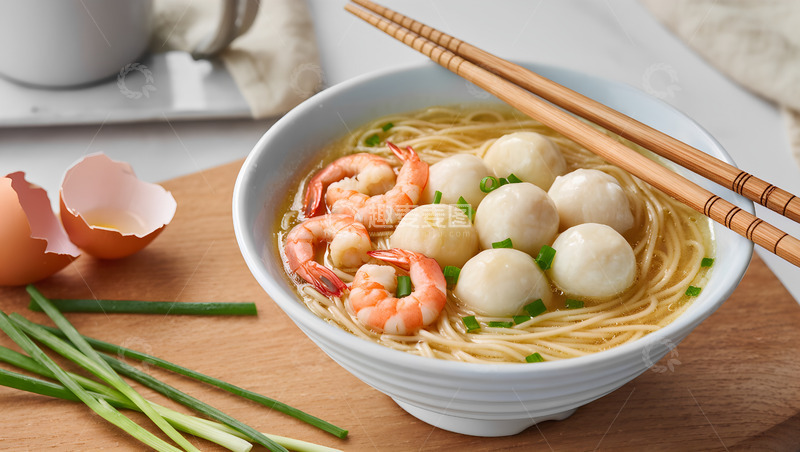 高清大图下载【趣麦麦图】美味鲜虾鱼丸面美食摄影