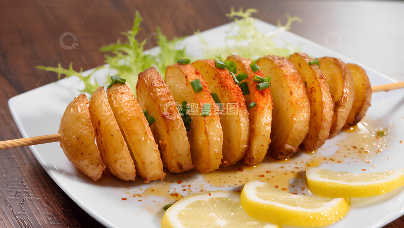 高清大图下载【趣麦麦图】美味油炸小吃旋风土豆片美食摄影