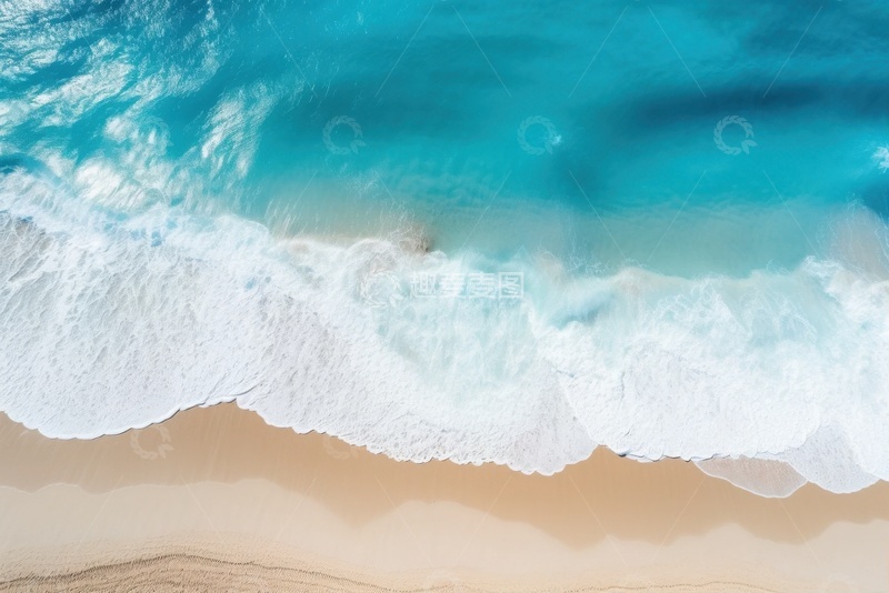 蓝色大海沙滩俯视图