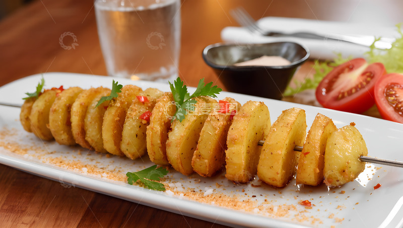 高清大图下载【趣麦麦图】美味油炸小吃旋风土豆片美食摄影