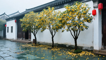 庭院外的桂花树