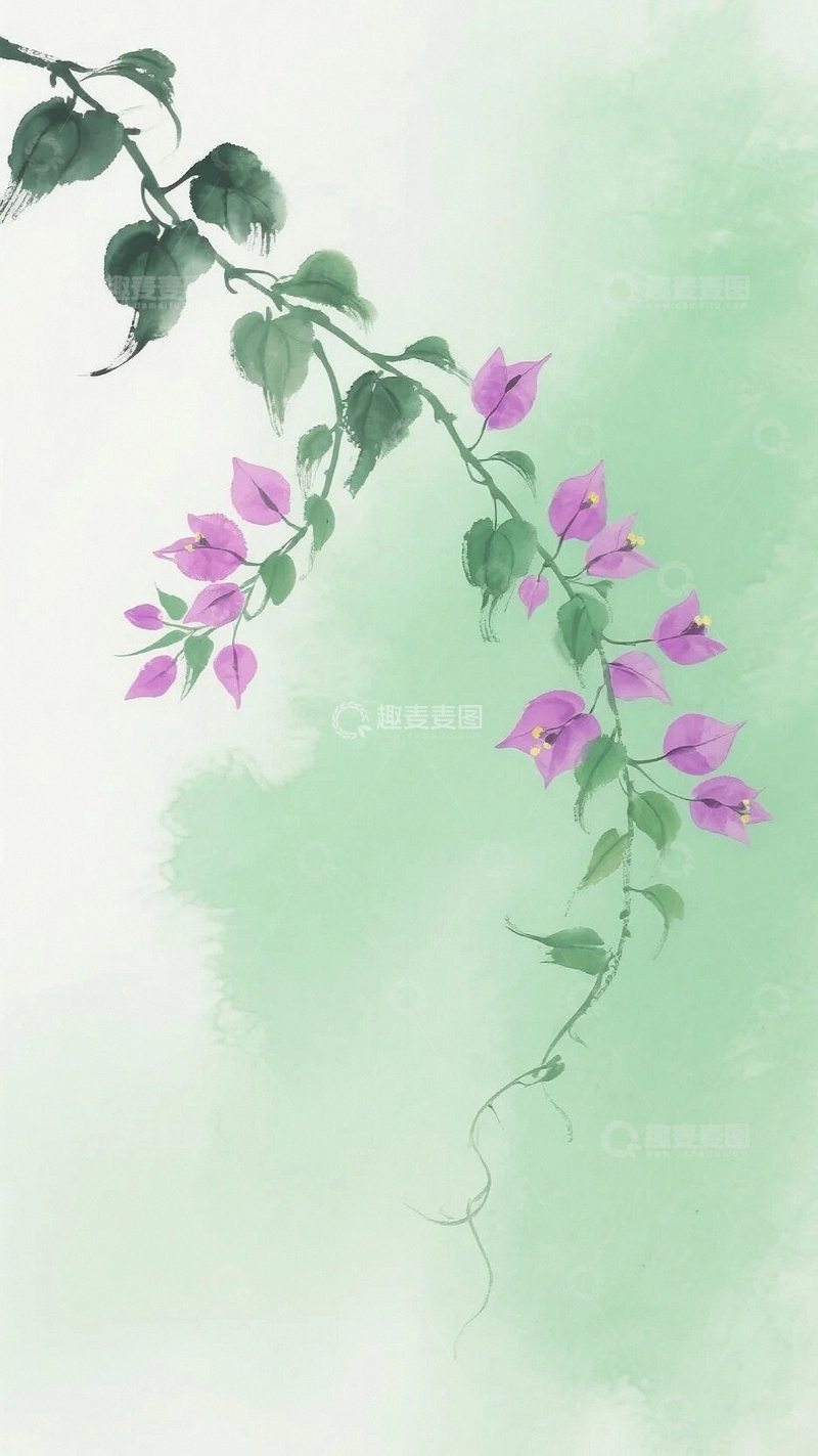 高清大图下载【趣麦麦图】绿藤紫花背景底图2