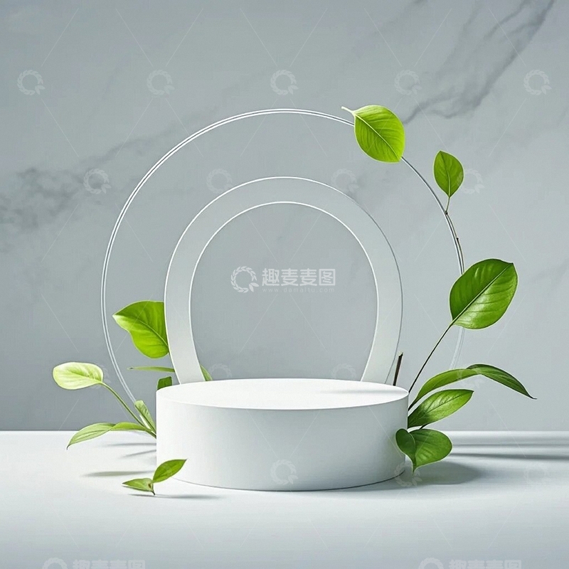 高清大图下载【趣麦麦图】玻璃背板白色电商展台