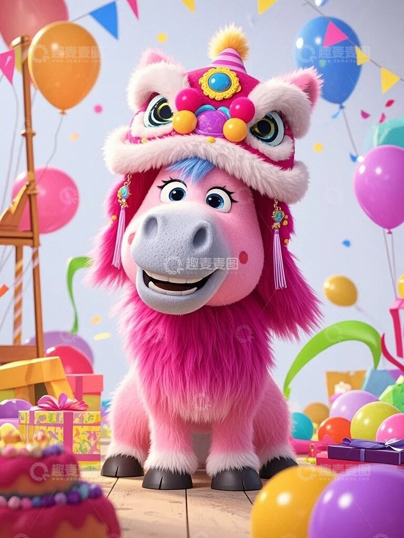 高清大图下载【趣麦麦图】马年新春舞狮贺岁3