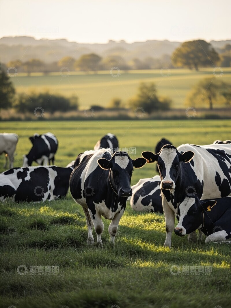高清大图下载【趣麦麦图】牧场上的黑白奶牛群