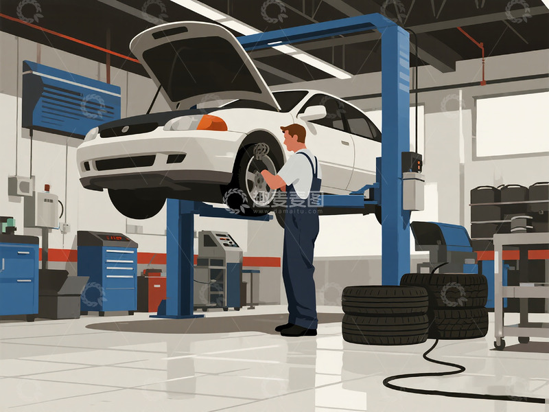 高清大图下载【趣麦麦图】汽车保养维修插画6