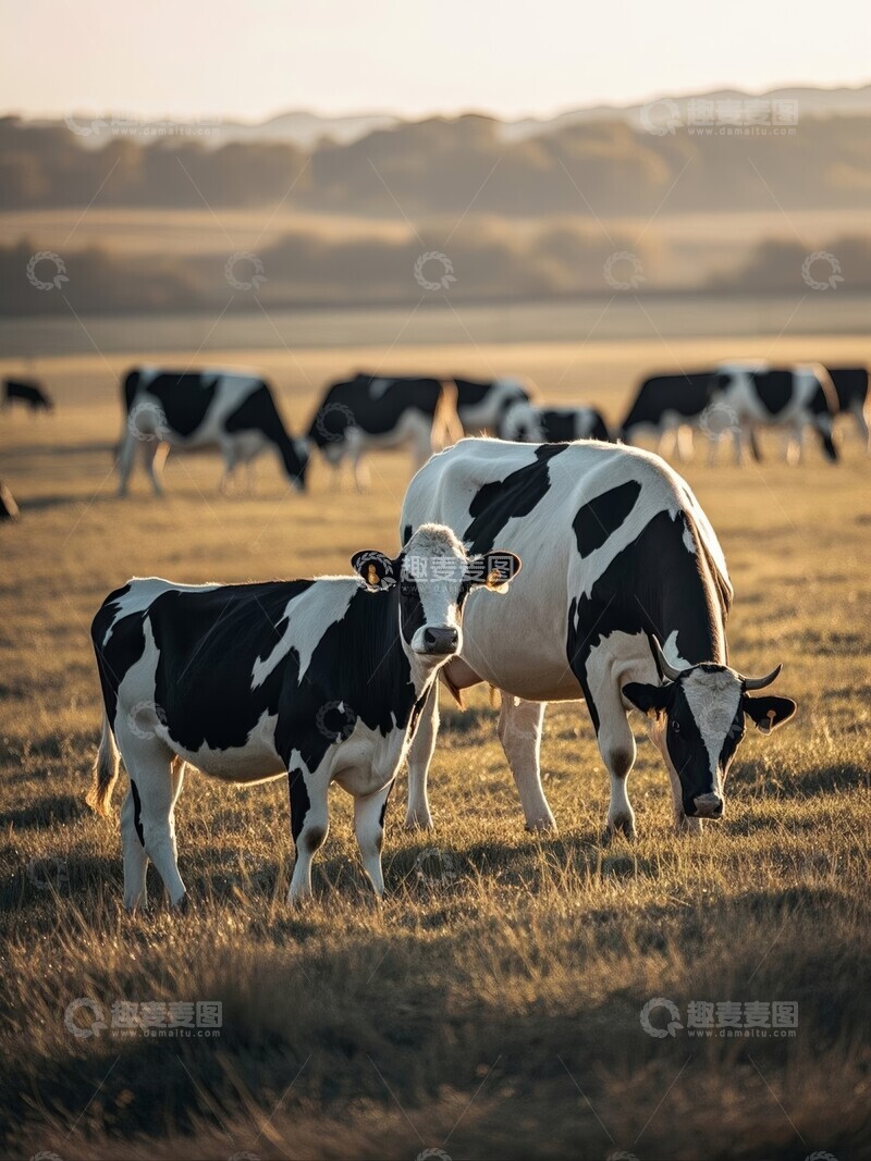高清大图下载【趣麦麦图】牧场里成片的黑白奶牛群