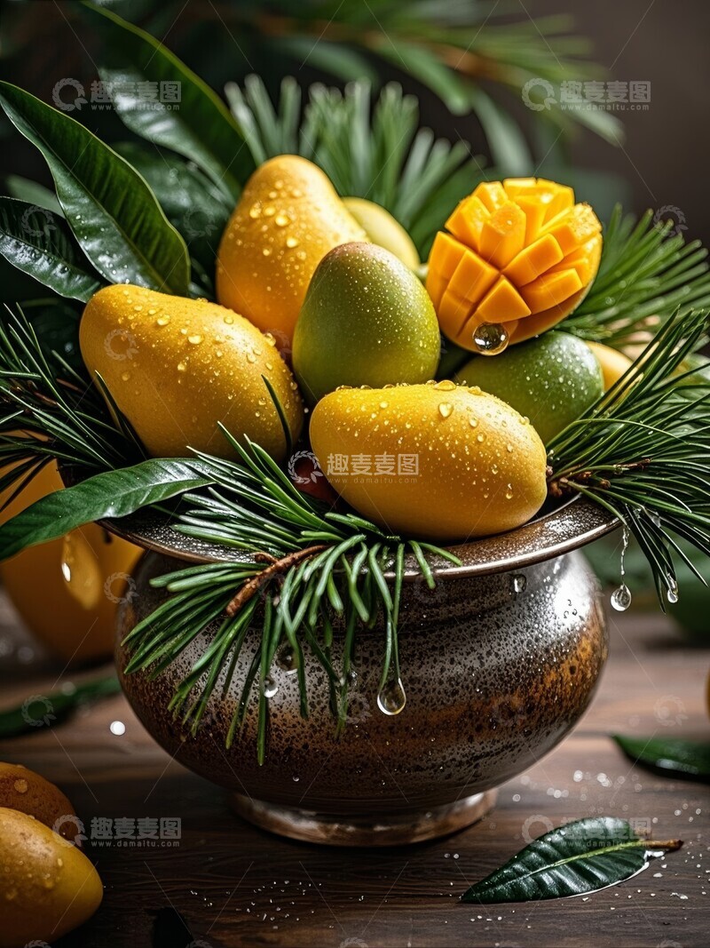 高清大图下载【趣麦麦图】新鲜芒果堆叠特写