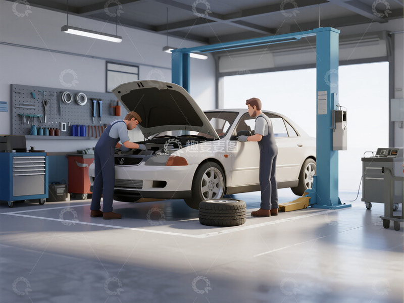 高清大图下载【趣麦麦图】汽车保养维修插画12