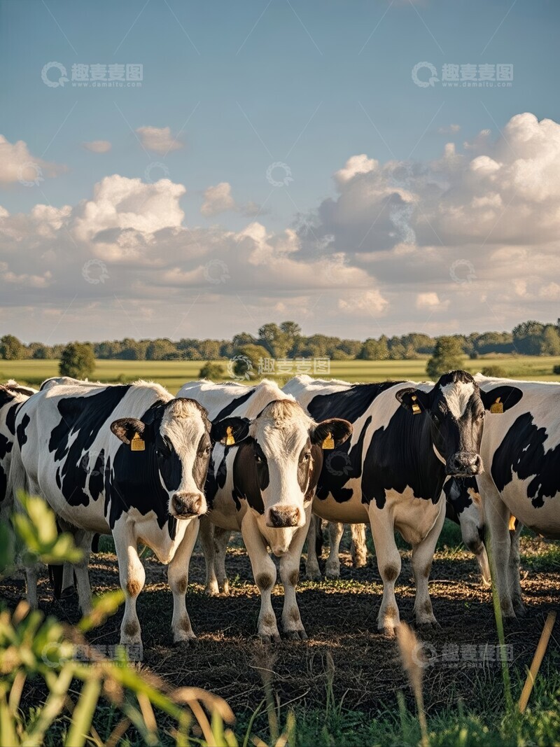 高清大图下载【趣麦麦图】牧场上成片的黑白奶牛群