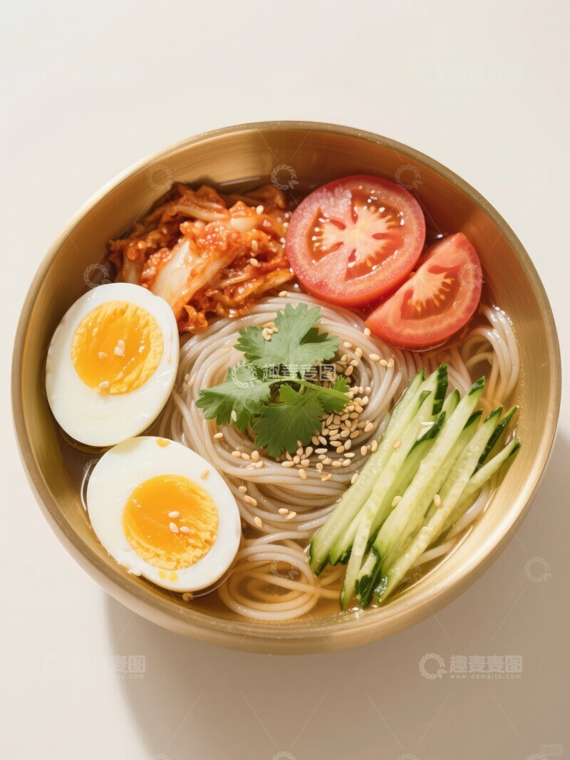 高清大图下载【趣麦麦图】清爽东北冷面配鸡蛋番茄