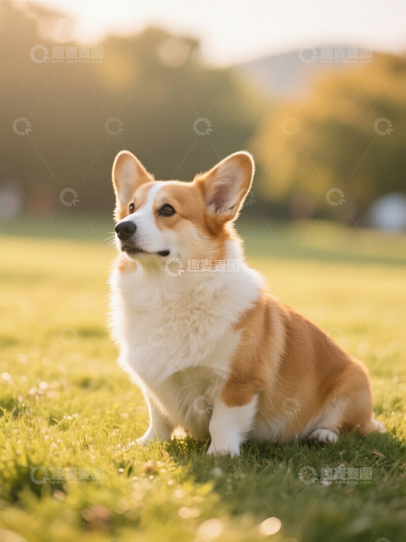 高清大图下载【趣麦麦图】阳光下的柯基犬宠物