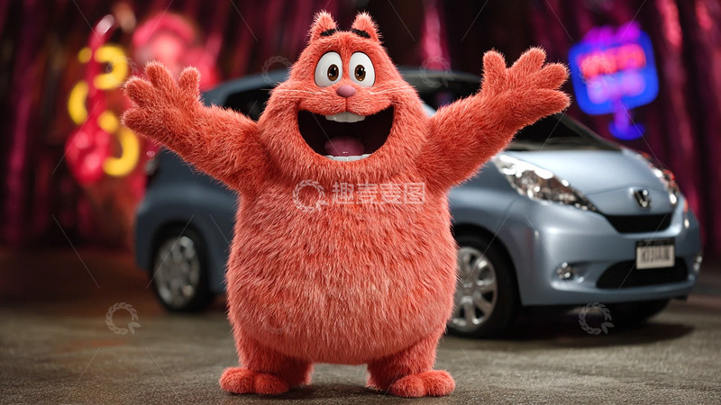 高清大图下载【趣麦麦图】小橘猫与它的车