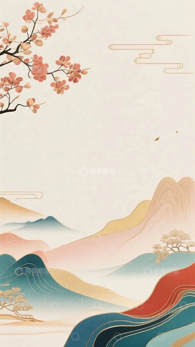 高清大图下载【趣麦麦图】国画水墨画元素背景10