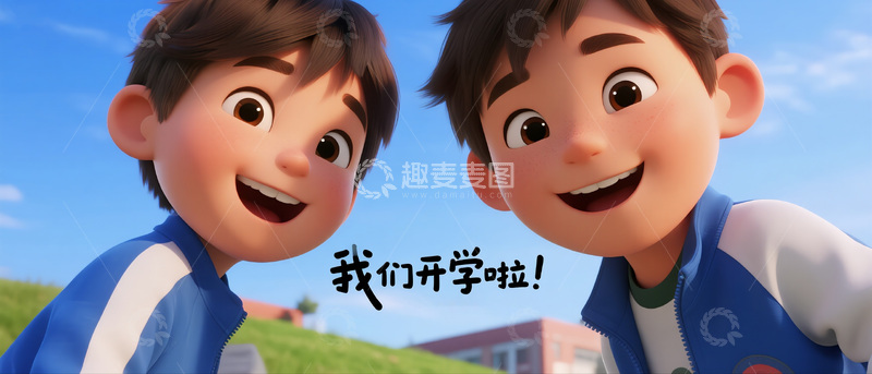 高清大图下载【趣麦麦图】开学季的欢乐少年们