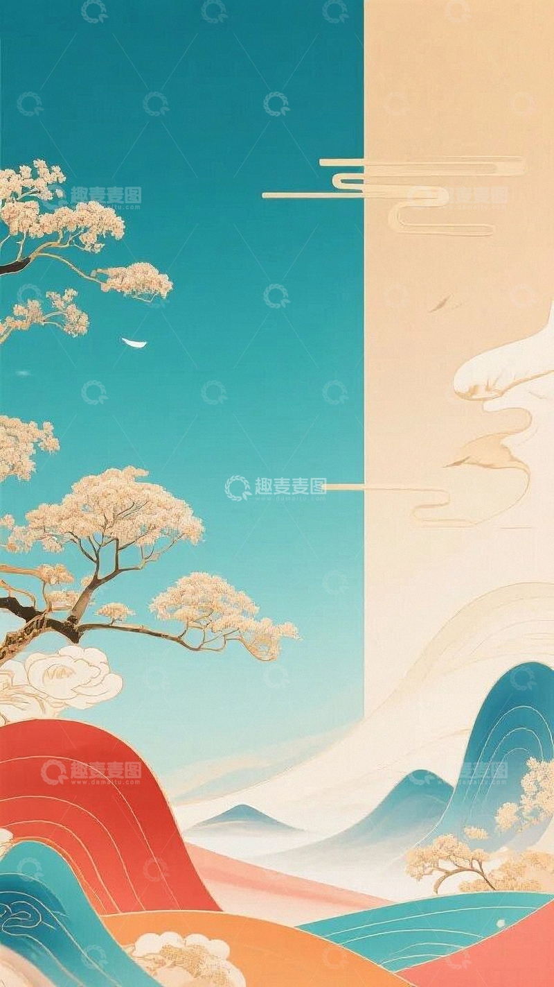 高清大图下载【趣麦麦图】国画水墨画元素背景5