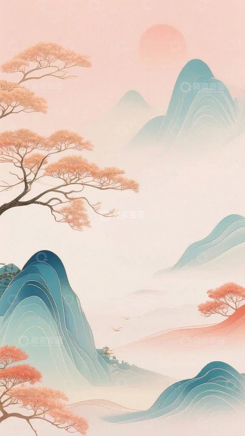 高清大图下载【趣麦麦图】国画水墨画元素背景8