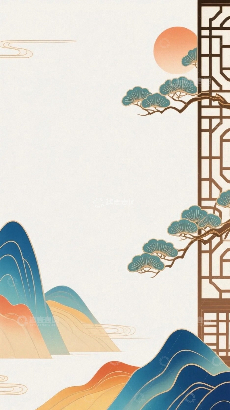 高清大图下载【趣麦麦图】国画水墨画元素背景3