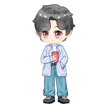 手拿咖啡的男孩