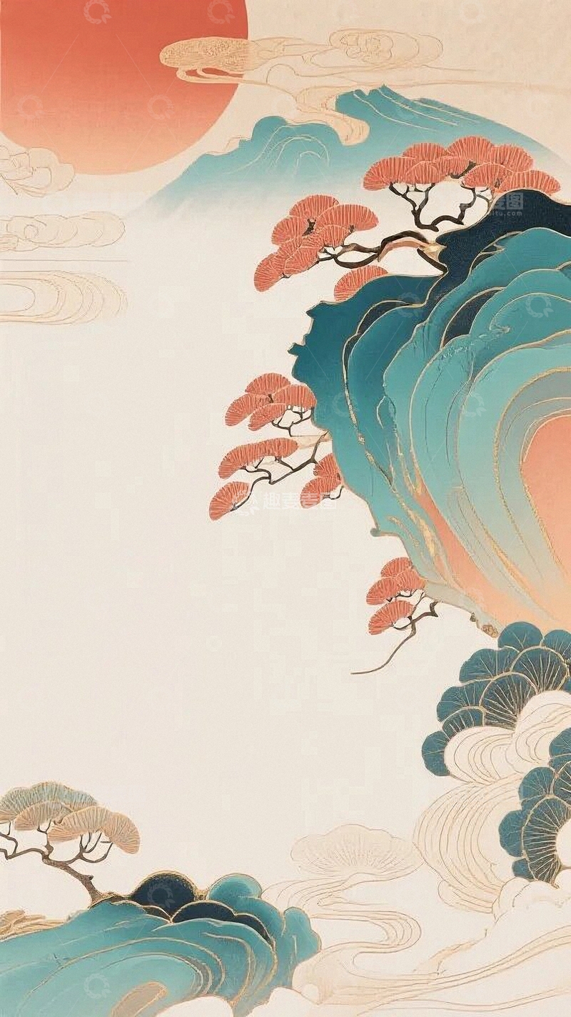 高清大图下载【趣麦麦图】国画水墨画元素背景7