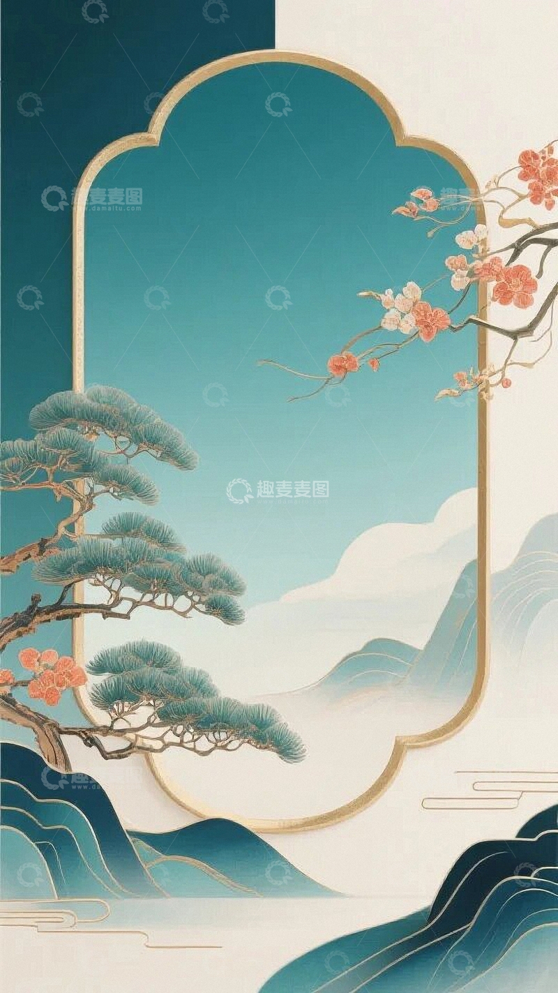 高清大图下载【趣麦麦图】国画水墨画元素背景2