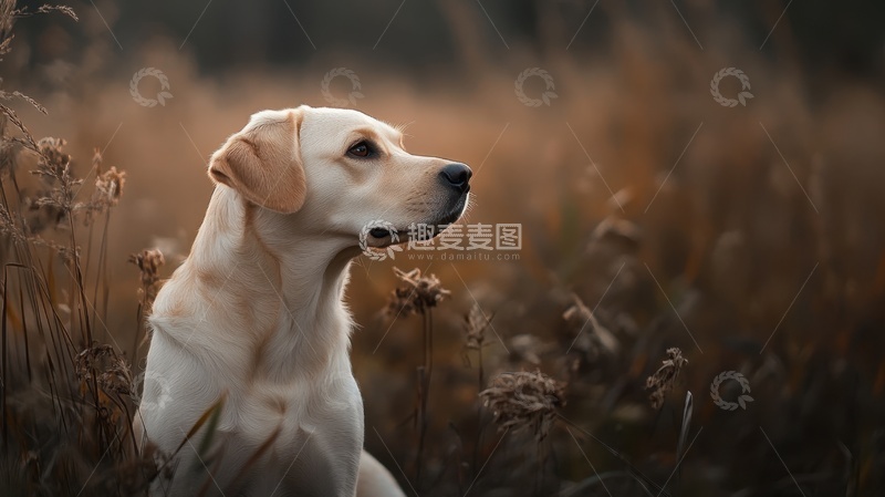 高清大图下载【趣麦麦图】户外趴在草地上的一只小狗