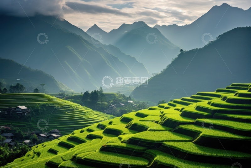 高清大图下载【趣麦麦图】绿色的梯田自然美景