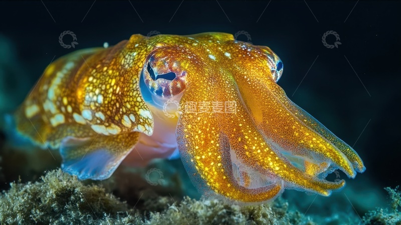 高清大图下载【趣麦麦图】海洋里的一只墨鱼