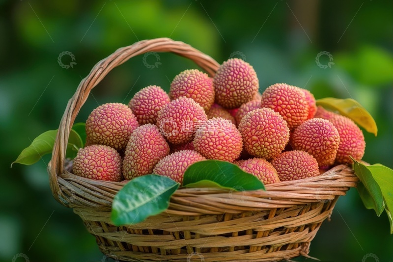 高清大图下载【趣麦麦图】一篮子新鲜的荔枝水果
